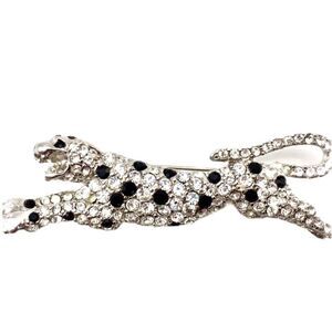 Kenneth J Lane rhinestone leopard pin